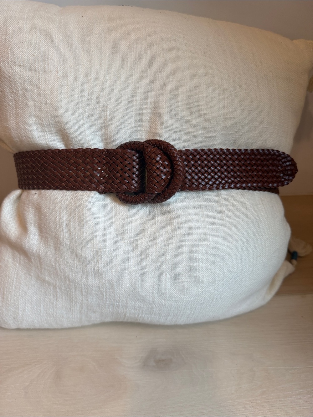 Ann Taylor Braided Faux Leather Belt in Cognac Brown size M/L